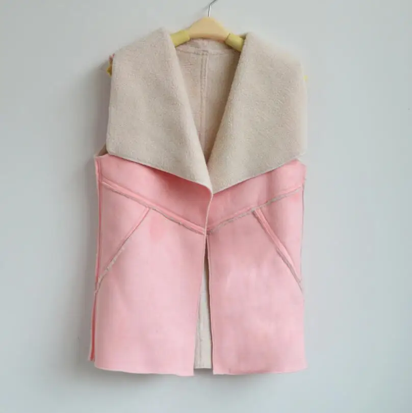 Женские жилеты версия повседневного однотонного цвета замшевый женский безрукавный жилет Модный темпераментный кардиган пальто замша кожа S225 - Цвет: S225 Pink