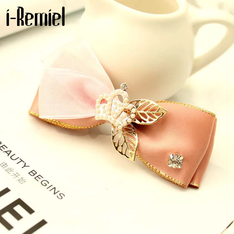 

i-Remiel Girls Handmade Hair Ornament Headwear Top Clip Korean Hairpin Bow Knot Cloth Art Clothing Accessories Horsetail Clips