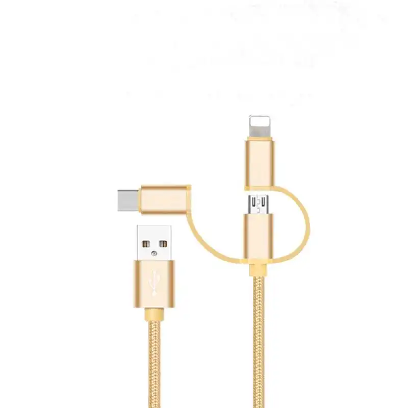 1 м 3 в 1 нейлоновый быстрой зарядки USB кабель для передачи данных для iPhone samsung просо LG планшет Android, телефон USB кабель для зарядки