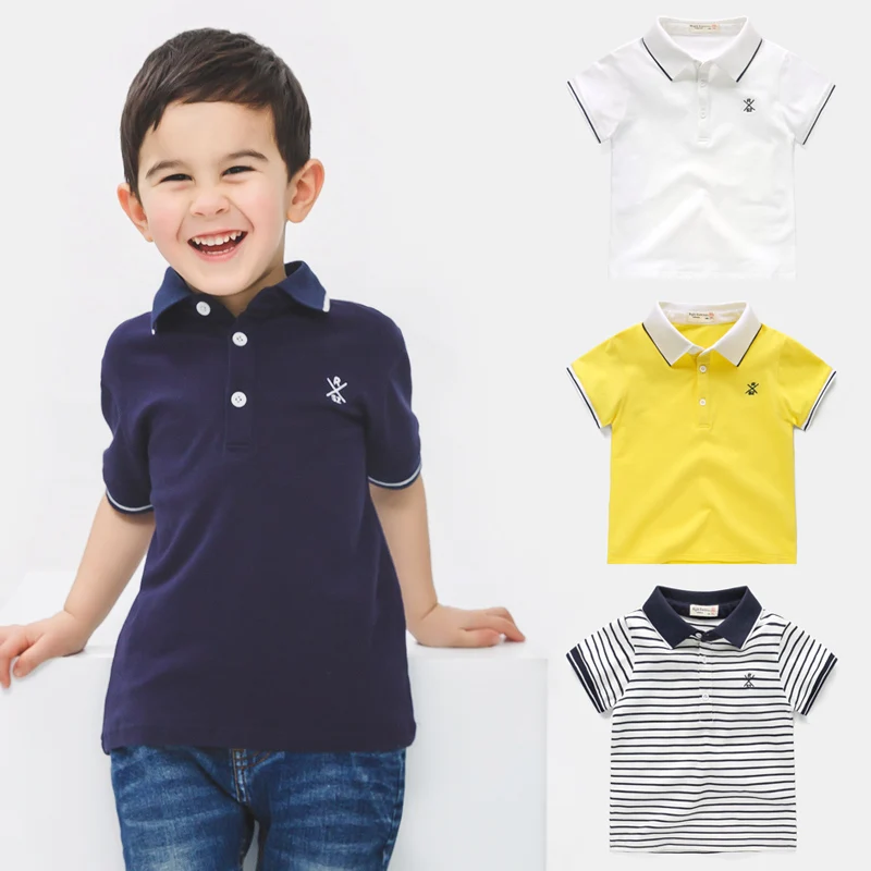 

2019 Summer Baby Boy T Shirts Short Sleeve Lapel Shirt 2-3-4-5-6-7 Years Boys Tee Children's Clothes New Kids Tshirt