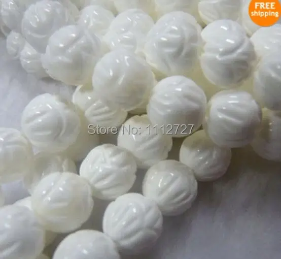 

Fashion New 8mm 10mm White Carving Chalcedony Round Loose Beads Fashion Jewelry Making Design Natural Stone 15" Wholesale Price