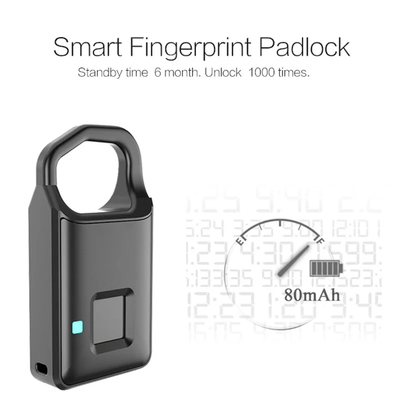 

Smart Electronic Padlock Fingerprint Password Lock Travel Suitcase Home TU-shop