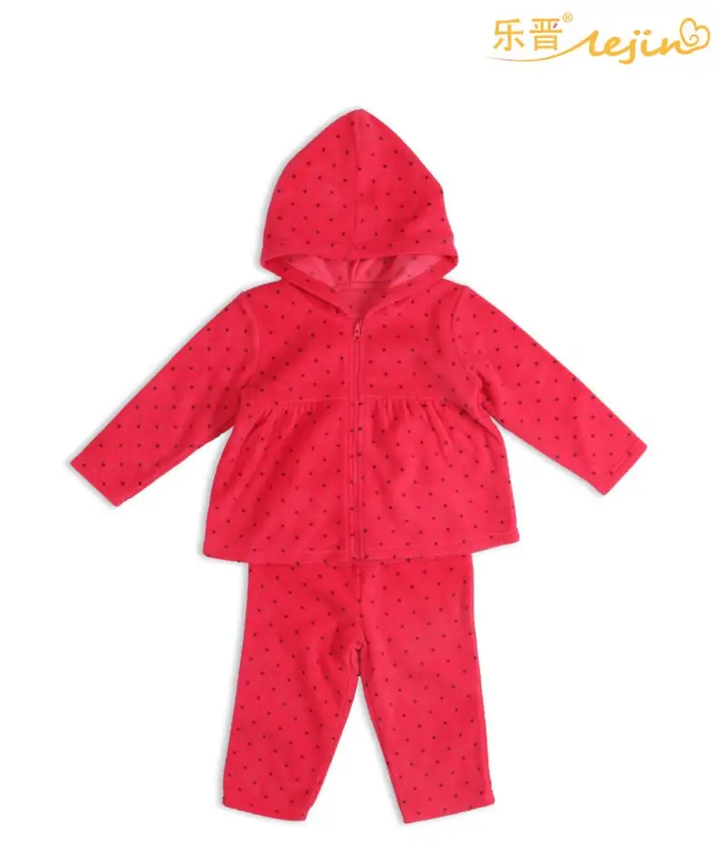 Комплект одежды для маленьких девочек; модная верхняя одежда с капюшоном для маленьких девочек; толстовки с капюшоном для малышей; флисовый комплект; теплый пушистый; сезон весна-осень - Цвет: Red