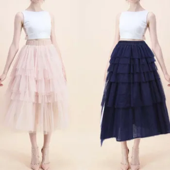 

Hot Sweet Style Tutu Skirt Princess Womens Solid Color Petticoat Tulle Mesh Long Skirt Layered Skirt
