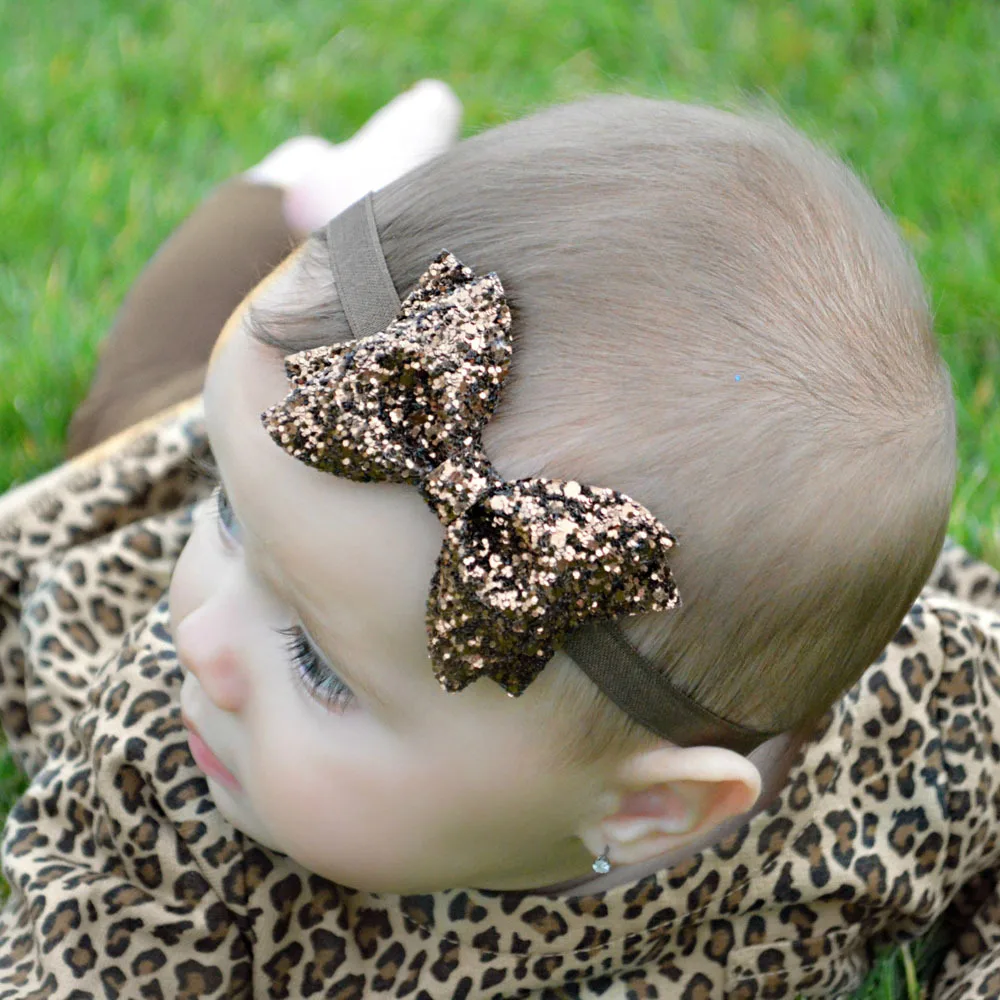 Sparkling Hair Accessories Bow Baby Girl Headbands Elastic Multicolor