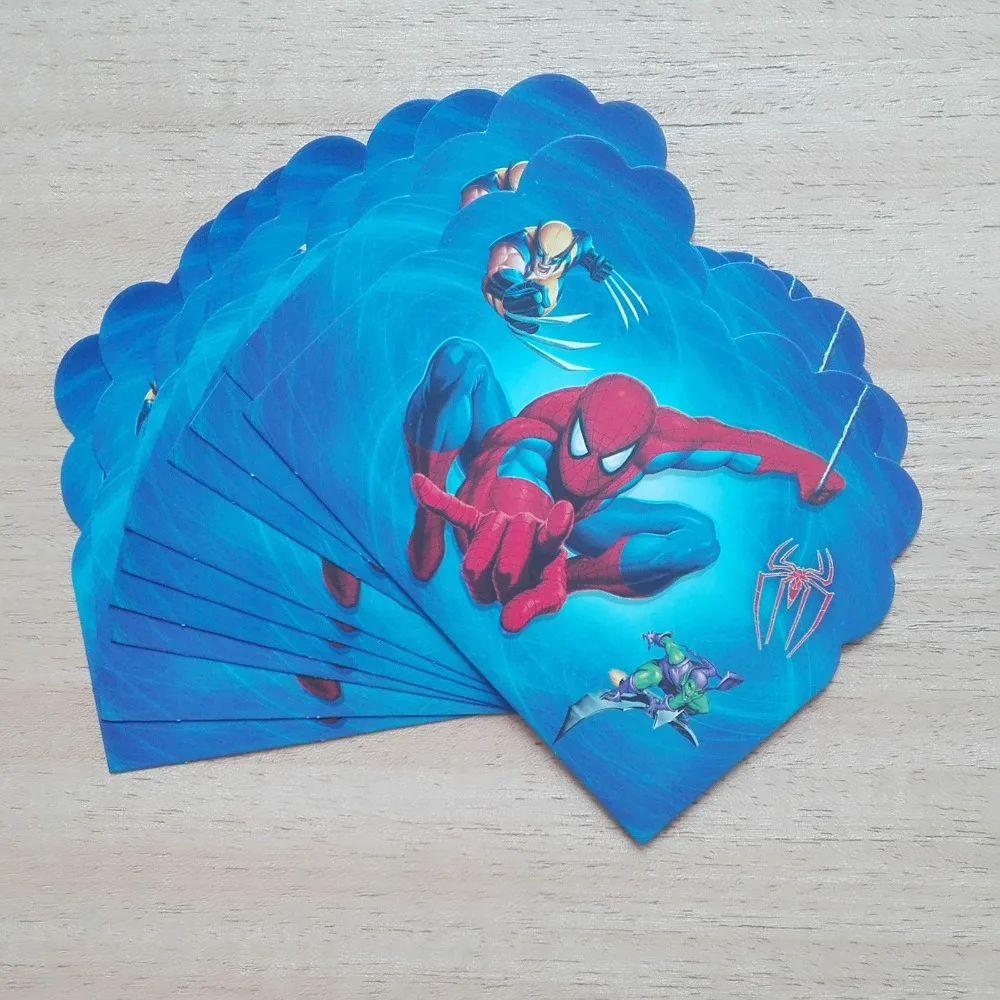 

10pc/lot spiderman party supplies invitation card kid's birthday party supplies and spider man party and event supplies 01