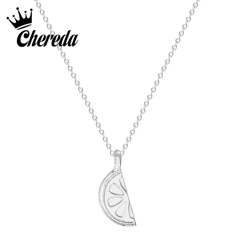 

Chereda Lemon Tiny Stainless Steel Necklaces for Women Delicate Chain Pendant Creative Fruit Necklace Gift