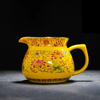 

200/300ML Chinese Style Ceramic Porcelain Enamel Color Fair Cup Handgrip Drinkware Cha Hai Office Tea Ceremony Accessories Mugs