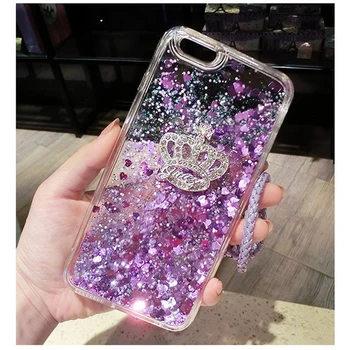 

10pcs for iphone 7 8 X plus for Samsung galaxy S6 S7 s8 s9 EDGE PLUS NOTE 4 5 8 Diamond Crown liquid glitter phone case strap