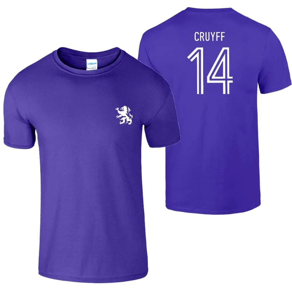 Johan Cruyff 14 Мужская футболка 70S голландская Легенда Холланд футболист вентилятор Мужская мода мультфильм персонаж фитнес-футболки - Цвет: purple