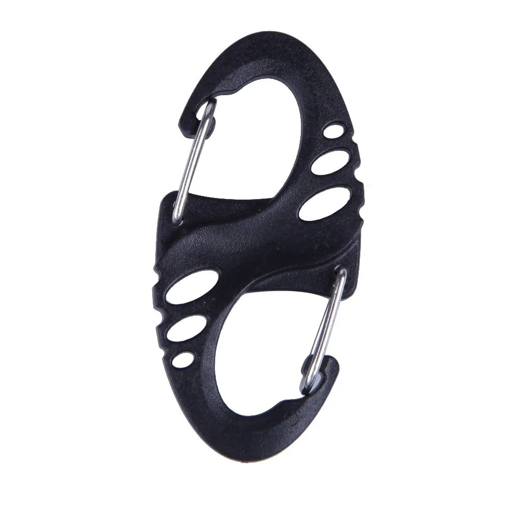 

20PCS Hiking Camping Travel Kits Climbing Hook S Type Carabiner Dual Buckle Keychain Mini Black