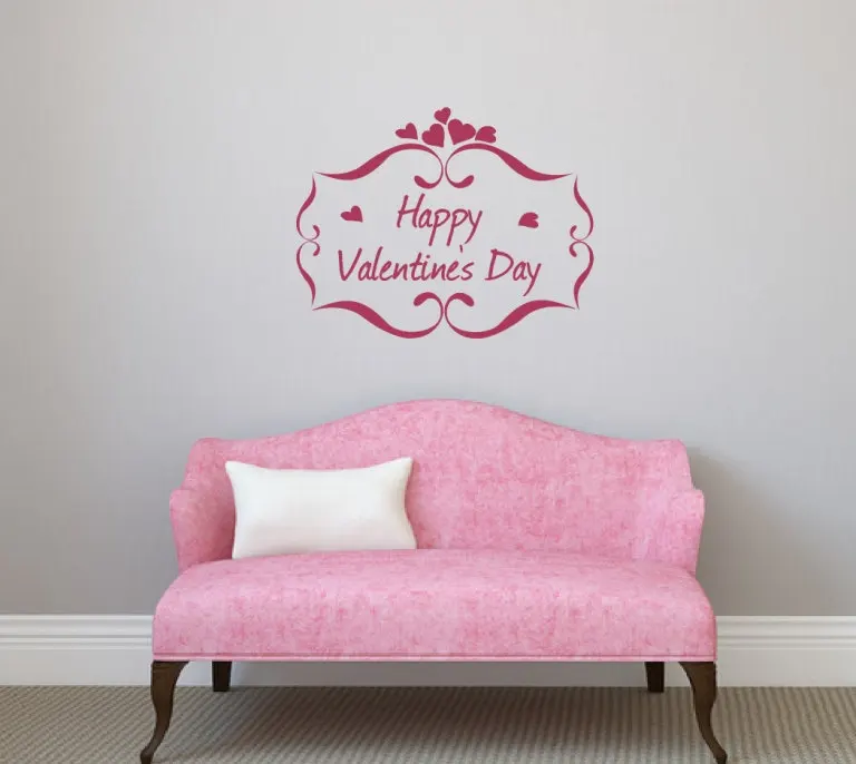 Happy Valentines Day Wall Decal Classic Festiva Vinyl Heart Wall Stickers Interior Windows Home