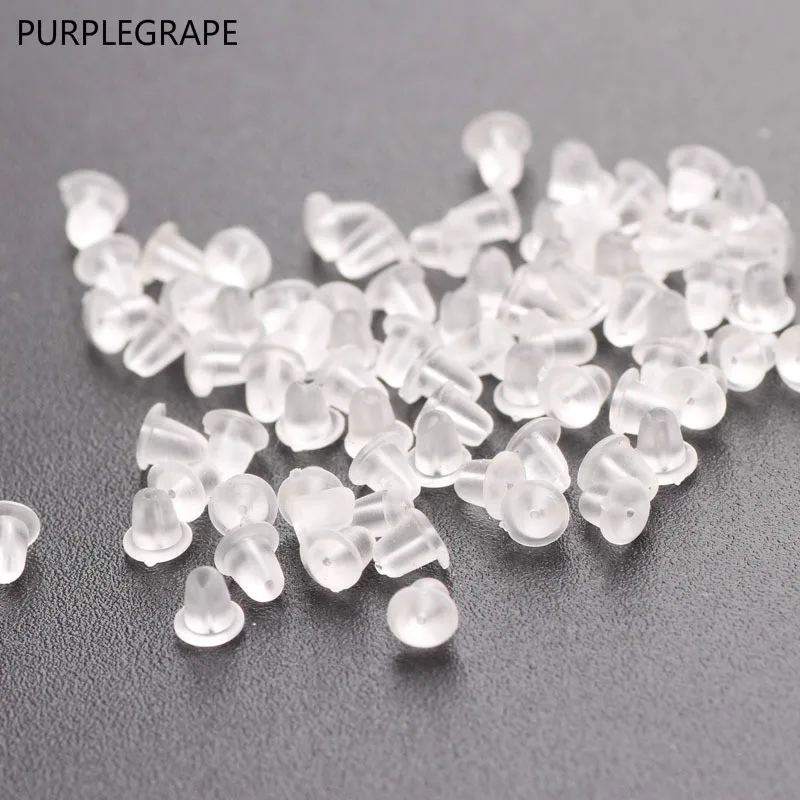 

300pcs Hypoallergenic Ear Plugs Transparent Plastic Silicone Diy Earrings Non-slip Ear Cap Earplugs