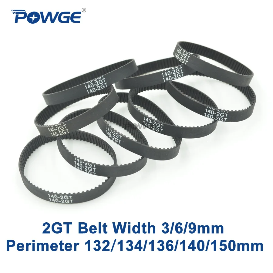 POWGE 10pcs 2GT timing belt Perimeter 132 134 136 140 150 Width 3mm 6mm 9mm Teeth 66 67 68 70 75 GT2 synchronous belt in closed