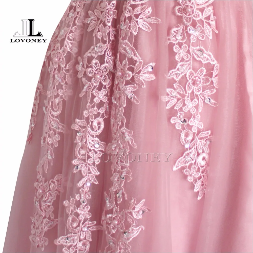 Lovoney m239 line рукавов чай длины короткие пром dress с аппликациями бисероплетение