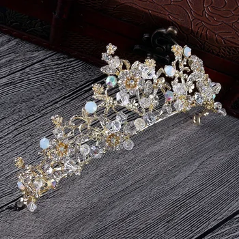 

2016 new bride headdress handmade hair jewelry wedding tiara handmade crystal crown wholesale