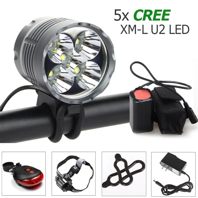 Cheap Waterproof Securitying 8000Lm XM-L U2 LED Front Bicycle Light Bike Headlamp Head Lamp Headlight+ 2 Laser 5 LED Rear Light Cheap Waterproof Securitying 8000Lm XM-L U2 LED Front Bicycle Light Bike Headlamp Head Lamp Headlight+ 2 Laser 5 LED Rear Light