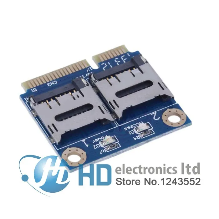 2 SSD HDD для ноутбука двойной Micro SD SDHC SDXC TF для мини PCIe кард-ридер mpcie в 2 Mini-SDCARD mini pci-e адаптер