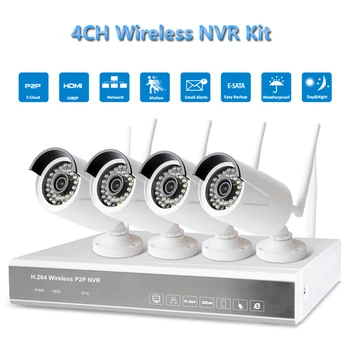 

PUAroom 4CH Outdoor bullet IP Full HD wireless network camera wifi mobile nvr kit with IR LED used in Video Surveillance System
