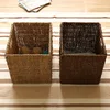 Crafts Creative Handmade Straw Folding Storage Basket Rattan Magazine Weaving BasketBookcase Basket 2