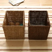 Crafts Creative Handmade Straw Folding Storage Basket Rattan Magazine Weaving BasketBookcase Basket 2