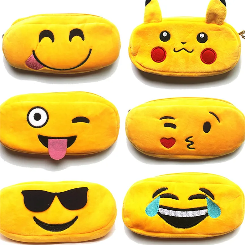 

1pcs kawaii Plush Pencil Case cute Emoji pattern Office Student Pencil Cases School Supplies Pen Box Astuccio Scuola