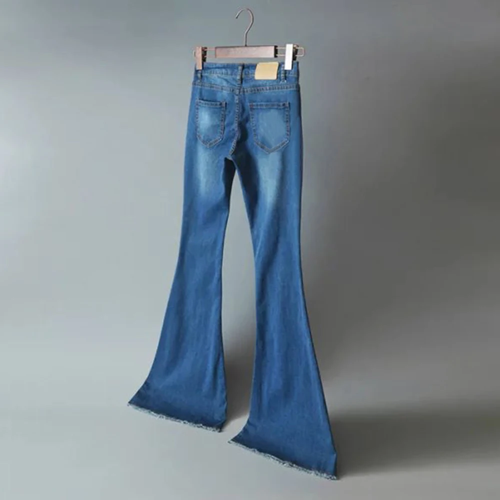 NIBESSER новые весенние женские синие расклешенные брюки со средней талией, женские сексуальные тянущиеся джинсы, модные широкие джинсовые брюки