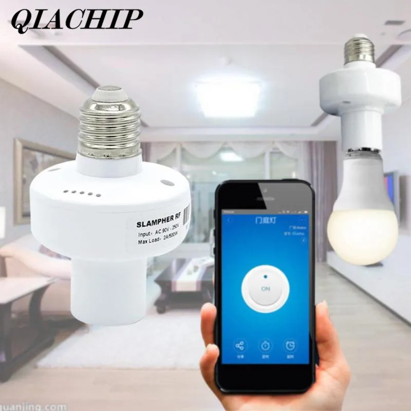 

QIACHIP Wireless Smart Light LED Lamp Bulb Holder RF WiFi 433MHz Smart App Timer For IOS Android Remote Control Switch Home DS15
