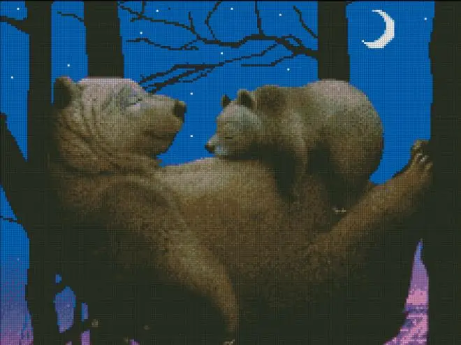 

Sleeping Bear Animal Arts Needlework Counted Embroidery DIY DMC Cross Stitch Kits Crafts 14CT Unprinted Home Decor Handmade