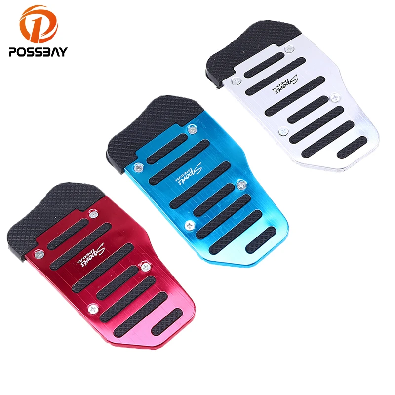 POSSBAY 3Pcs Aluminum Car Accelerator Pedals Brake Pedal Clutch Pedals