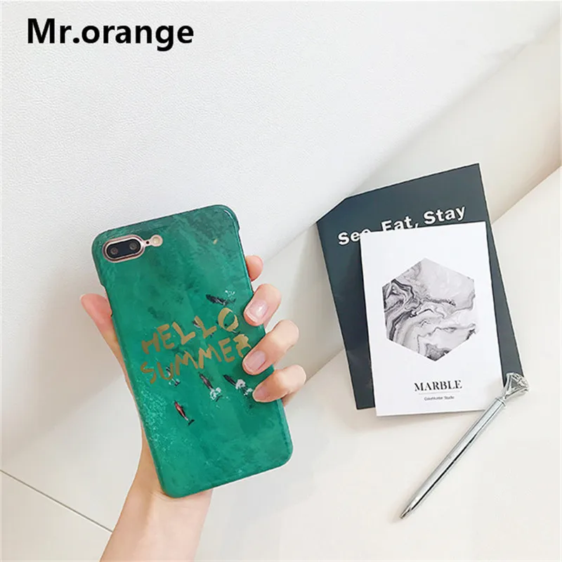 Luxury Green Black Glittering Quotes Case For iPhone 7plus Funda X 8 plus 6 6s 6splus Fashion Hard PC Cover | Мобильные телефоны и