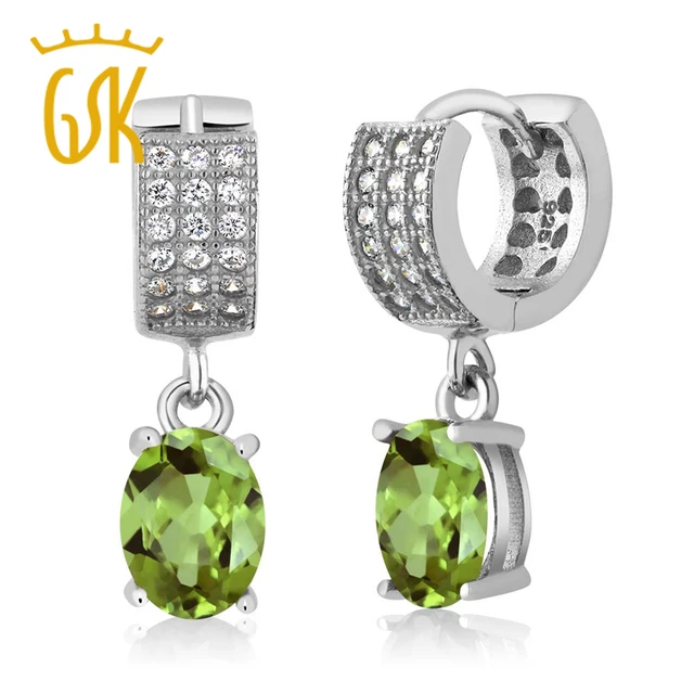 Gem Stone King Peridot Earrings 3 09 Ct Oval Green 925 Gem Stone King Peridot Earrings 3 09 Ct Oval Green 925 Sterling Silver Dangle
