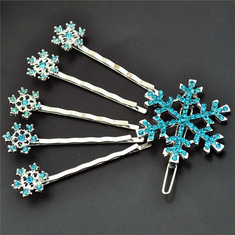 2017 Hot Sale snowflake Hairpin Cute Freezing Snow Cartoon Frozen hair clip one set accessory | Украшения и аксессуары