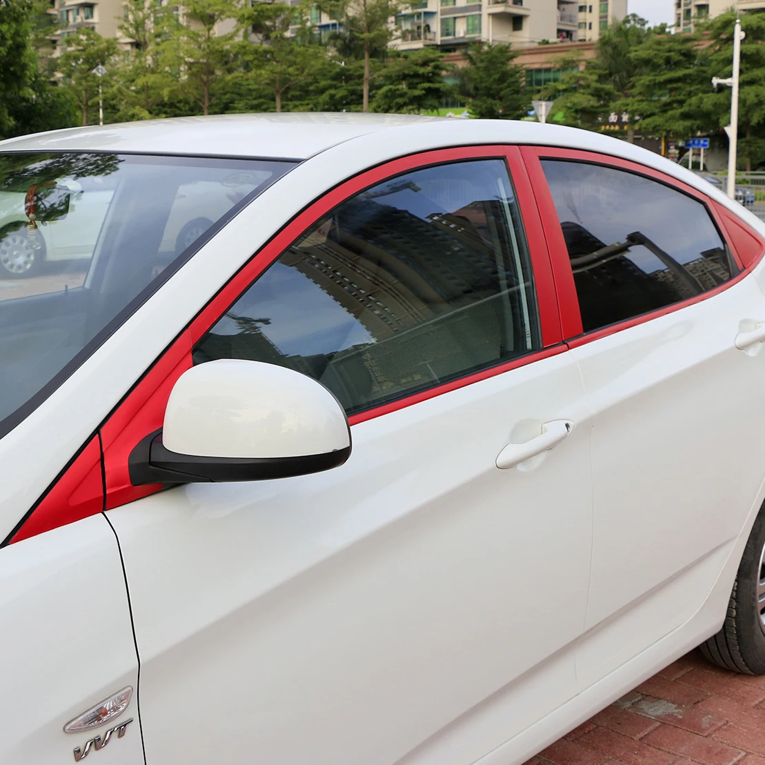 Авто оконная рама ABC столб планки из углеродного волокна защитная пленка наклейка для автомобиля Стайлинг для hyundai Solaris Verna аксессуары - Название цвета: ice matt red