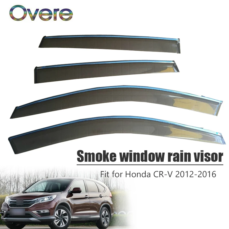 OVERE 1 компл. дым козырек на ветровом стекле для Honda CR-V 2012 2013 Vent Защита от солнца дефлекторы гвардии ABS автомобилей интимные аксессуары