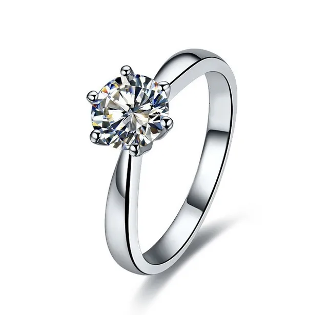 1 carat Brilliant Round Cut SONA Synthetic Diamonds Engagement Ring Six