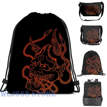 

Funny graphic print shoulder Bags women Hannya Outline Single shoulder backpack travel for men Gym Bag