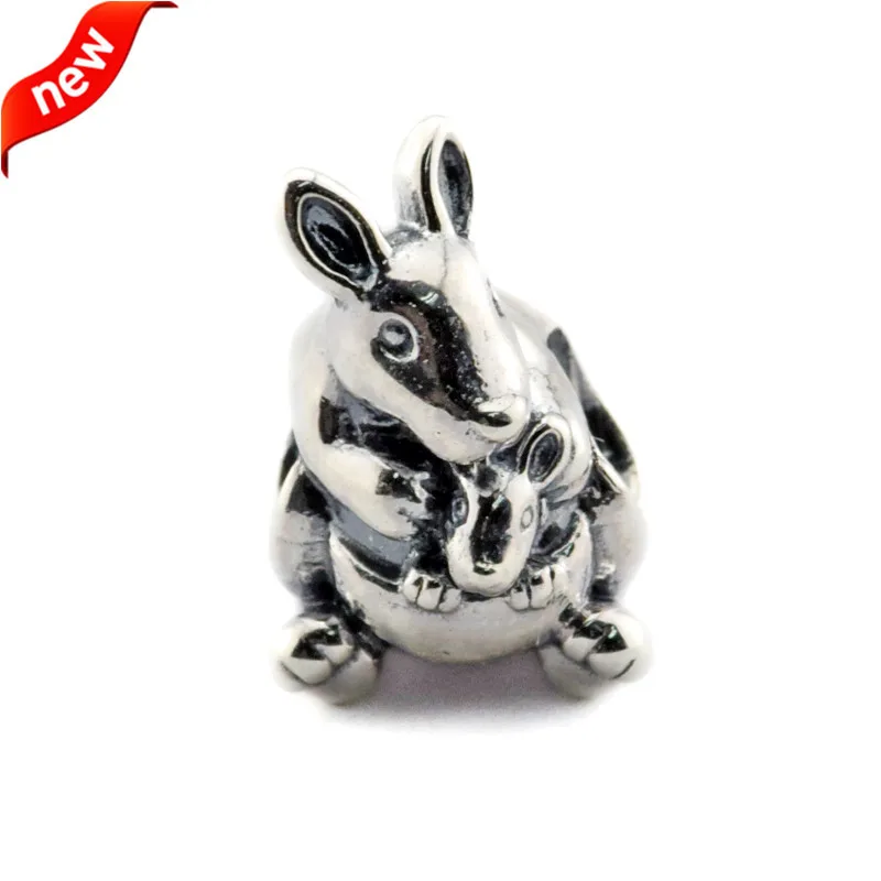 

Beads Charms Original Fits Pandora Bracelets Genuine 925 Sterling Silver Kangaroo and Baby Fashion Charm Bead for Jewelry Making