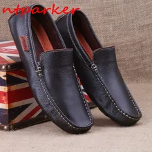 Genuine leather Mens Peans Shoes Comfortable Leisure Shoe Slip on Plus Size Euro 46 Mens Driving Loafers Casual Breathable Shoe