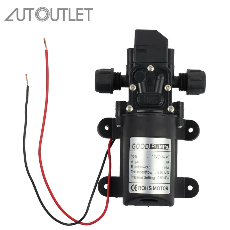 

AUTOUTLET Water Pump DC 12V High Pressure for Micro Diaphragm Automatic Switch 6L/min For Marine Yachting Boat Caravan Vehicle