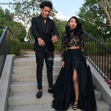 Африканская сторона Сплит платье выпускного вечера элегантное женское вечернее платье кружева с длинным рукавом Формальные праздники одежда Выпускной вечернее платье плюс размер