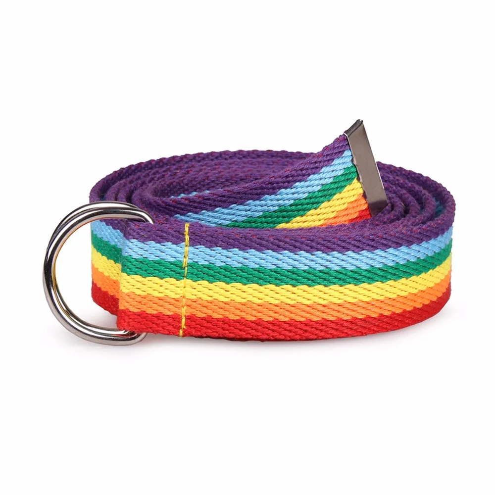 Fashion Unisex Rainbow Plain bing Men Waist Belt Waistband Casual