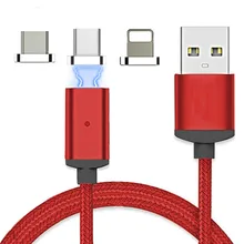 3 в 1 Магнитный Кабель зарядного устройства USB type-C/Micro USB/IOS зарядный шнур данных с 3 адаптерами для iPhone мобильный телефон, Android провод