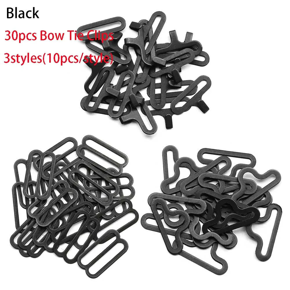 Новинка 30 шт. 20 мм супер галстук-бабочка аппаратный галстук крюк галстук-бабочка галстук-платок Зажимы Крепления для создания регулируемых ремешков на галстук-бабочка провалы - Цвет: Черный