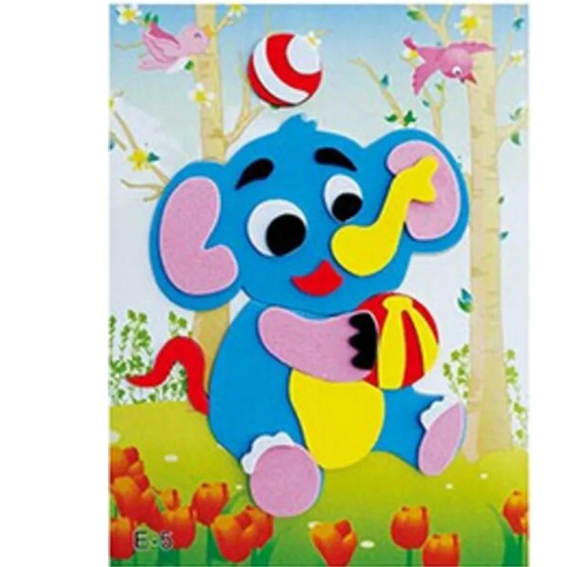 20 designs /lot Early Learning Education Toys for Children DIY Cartoon Animal 3D EVA Foam Sticker Puzzle Series