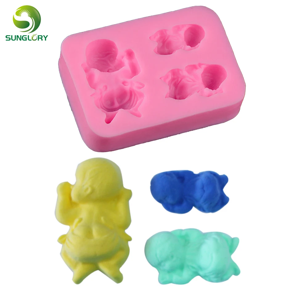 Lovely Sleeping Baby Silicone Molds 3 Infants Shaped Fondant Mold For