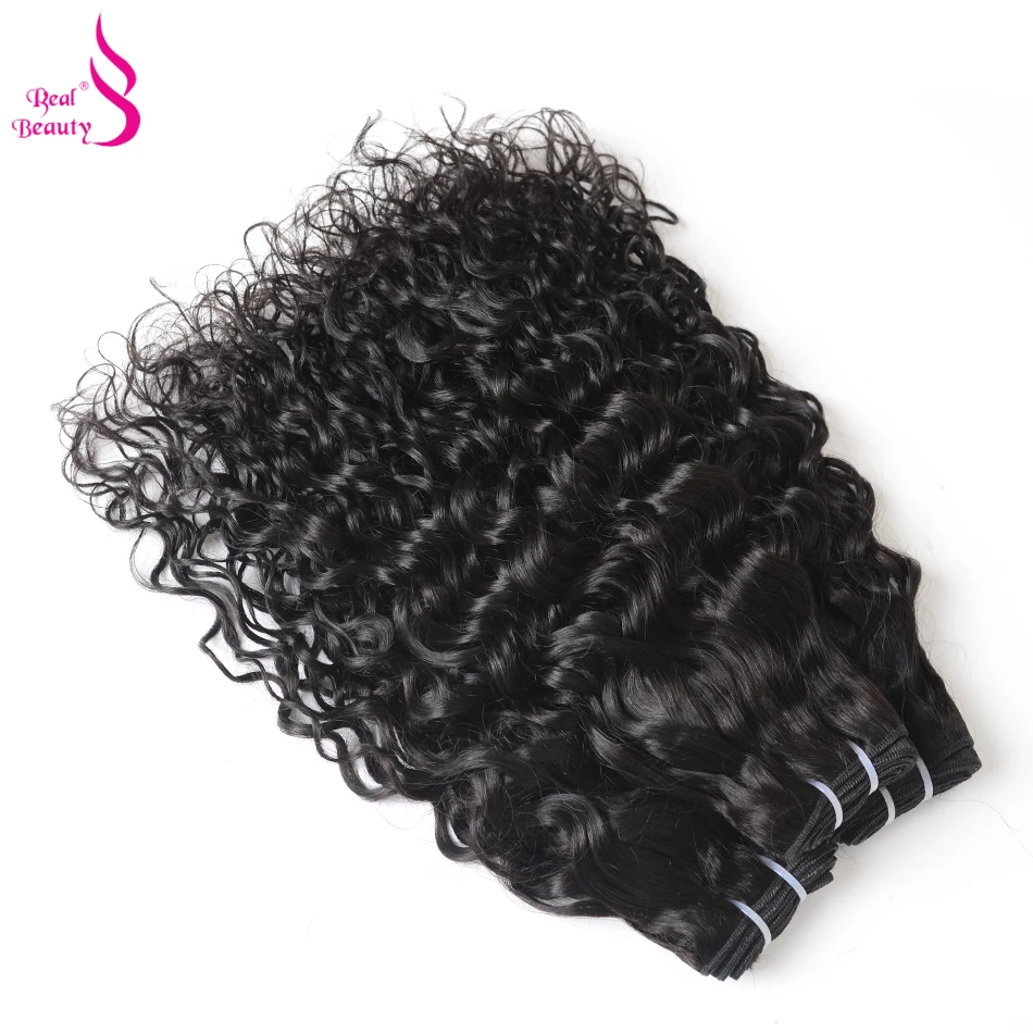 3 Bundles Brazilian Water Wave With Lace Closure Real Beauty Human Hair Weave Bundles With Closure Non-Remy Hair
