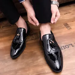 Мужские модельные туфли из лакированной кожи, роскошные Туфли-оксфорды в итальянском стиле с острым носком, деловая Свадебная