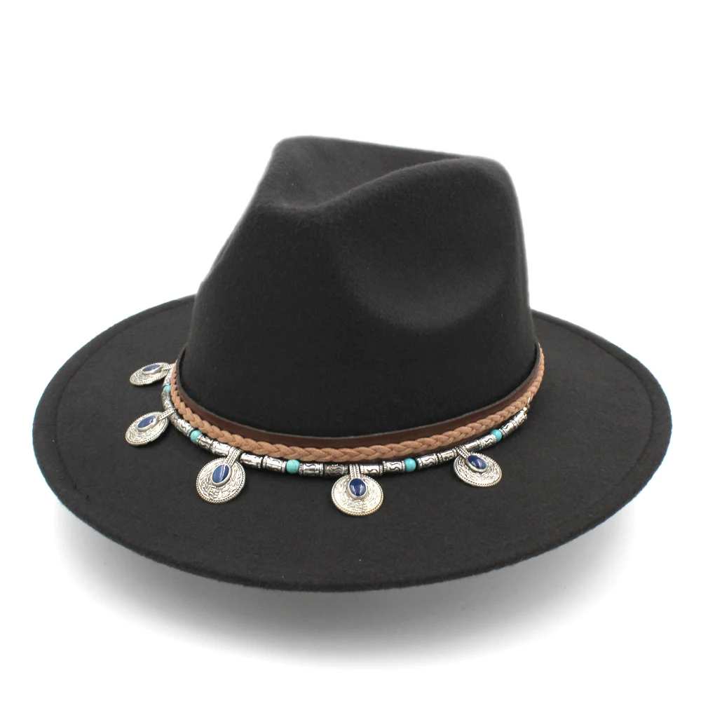 

Mistdawn Classic Unisex Panama Hat Wide Brim Fedora Trilby Costume Cap Jazz Church Panama Sombrero Cap Wool Blend DIY Hatband