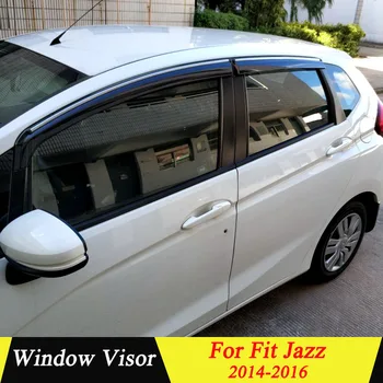 

For Honda FIT JAZZ 2014 2015 2016 Plastic Black Window Visor Vent Shades Sun Rain Deflector Guard Auto Accessories 4PCS/SET